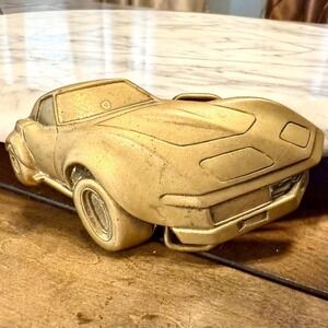 VTG 1970s 70s Chevy CORVETTE Sports Car Solid Brass BBB Baron Belt Buckle 4"